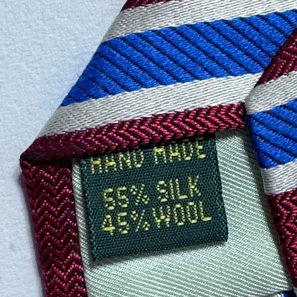 Bird Dog Bay Necktie Mens OS Red Blue Silk Wool Repp Stripe Preppy Classic